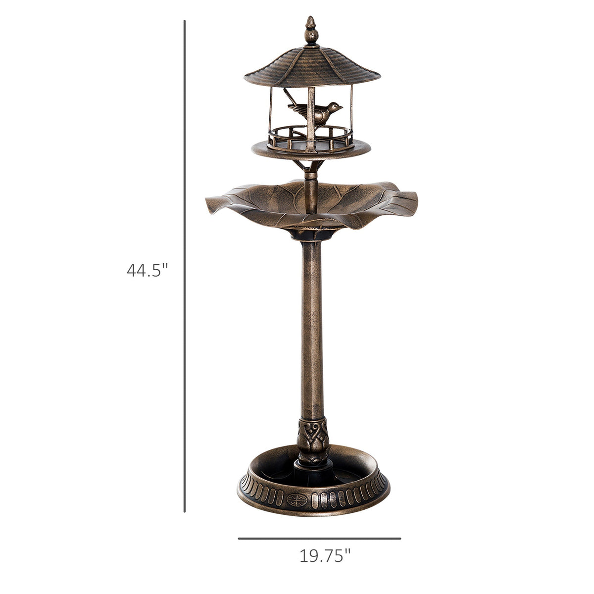 Antique Gold 3-in-1 Garden Bird Bath with Feeder & Underneath Flower Planter