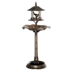 Antique Gold 3-in-1 Garden Bird Bath with Feeder & Underneath Flower Planter