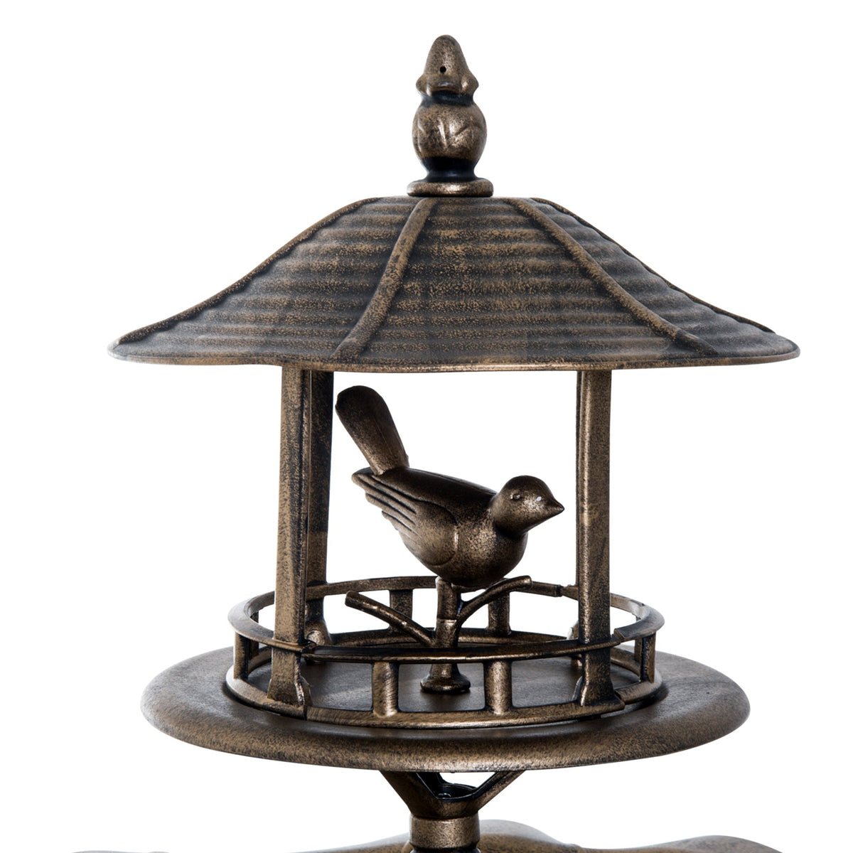 Antique Gold 3-in-1 Garden Bird Bath with Feeder & Underneath Flower Planter