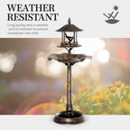 Antique Gold 3-in-1 Garden Bird Bath with Feeder & Underneath Flower Planter