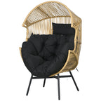 Garden Rattan Egg Chair with 14cm Thick Seat Cushion, Headrest & Adjustable Feet, Sand