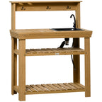 Potting Bench with Removable Sink & Faucet, Storage Shelves