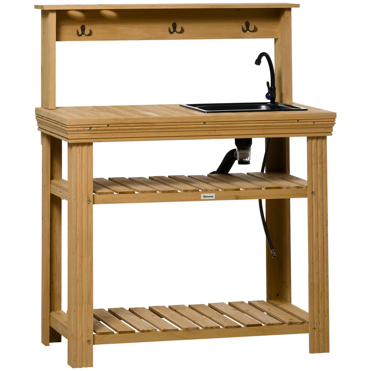 Potting Bench with Removable Sink & Faucet, Storage Shelves