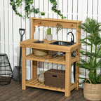 Potting Bench with Removable Sink & Faucet, Storage Shelves