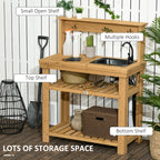 Potting Bench with Removable Sink & Faucet, Storage Shelves