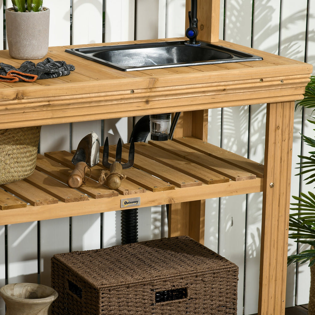 Potting Bench with Removable Sink & Faucet, Storage Shelves