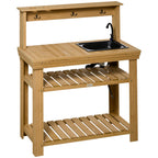 Potting Bench with Removable Sink & Faucet, Storage Shelves