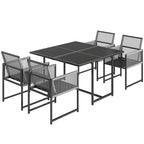 Outsunny 5 Pieces Garden Dining Set, Outdoor Patio Cube Set, 4 Seater Outdoor Table and Chairs with Foldable Backrest, Light Grey