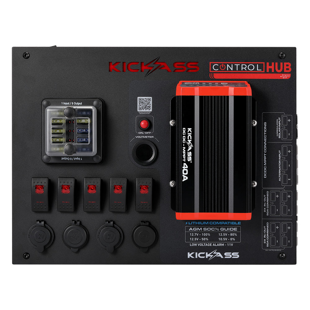 KickAss 12V Control Hub / Panel with 40A DCDC Charger