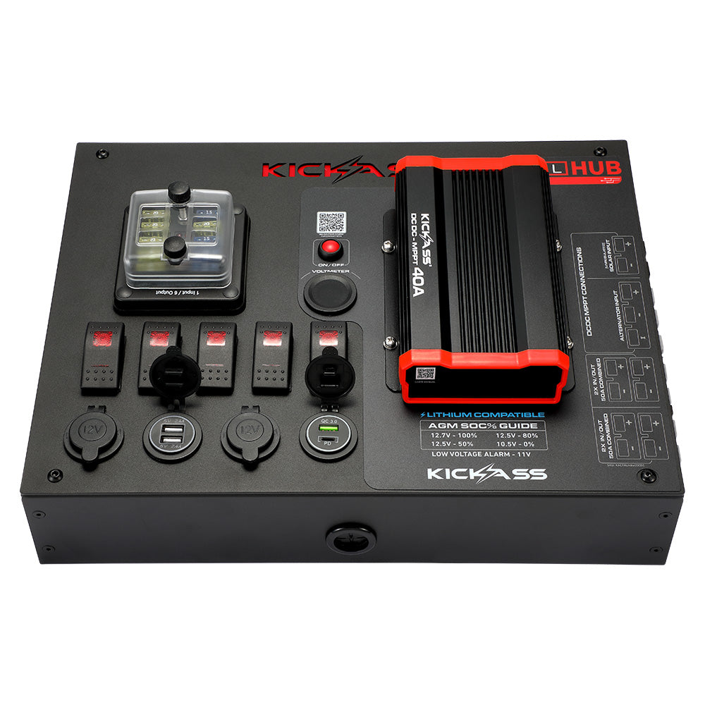 KickAss 12V Control Hub / Panel with 40A DCDC Charger