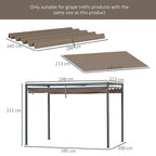 Retractable Pergola Replacement Cover, UV30+ Protected Fabric for 2.85 x 2m Pergola, Coffee