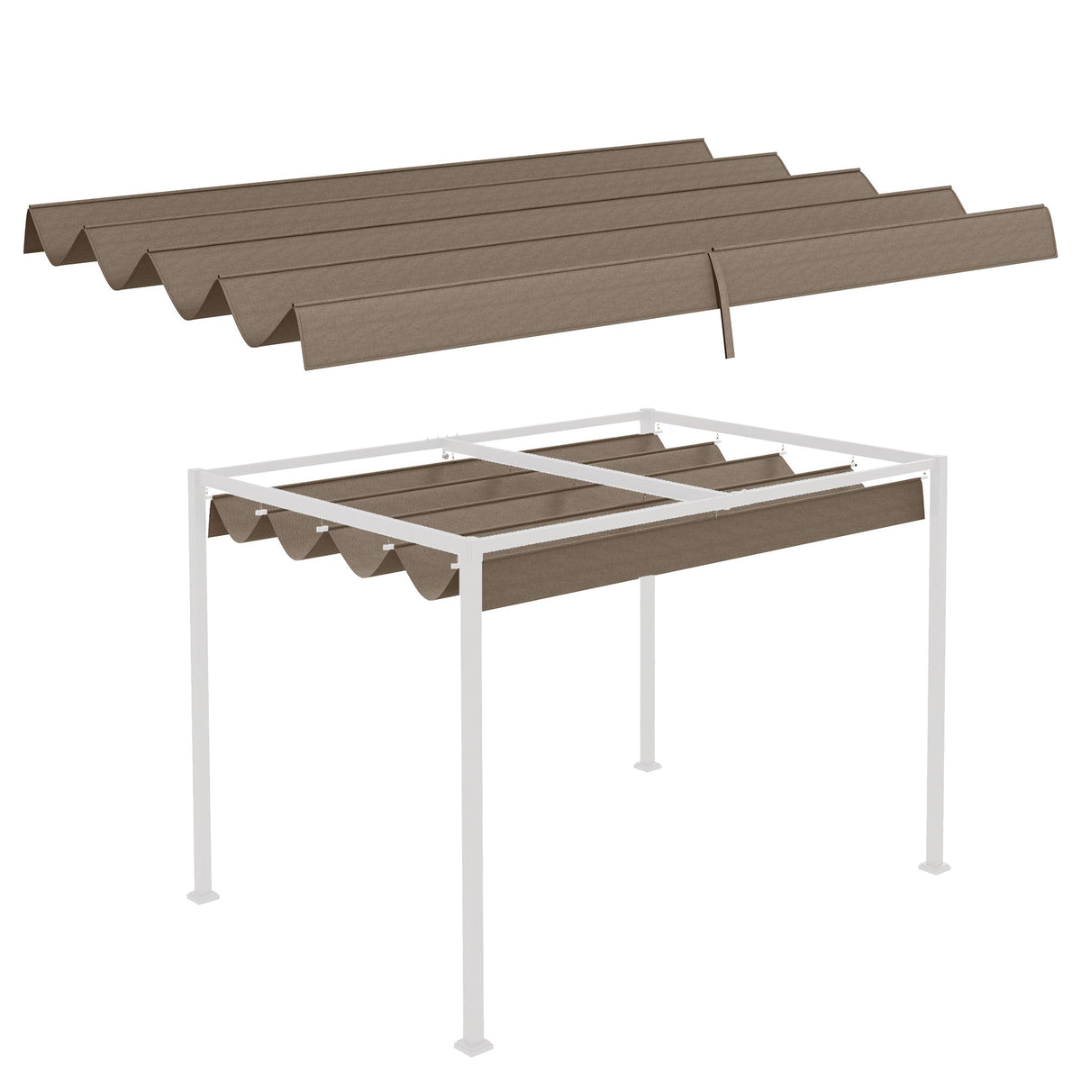 Retractable Pergola Replacement Cover, UV30+ Protected Fabric for 2.85 x 2m Pergola, Coffee