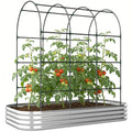 7 x 4 x 7ft Galvanized Raised Garden Bed with Arched Trellis, Silver