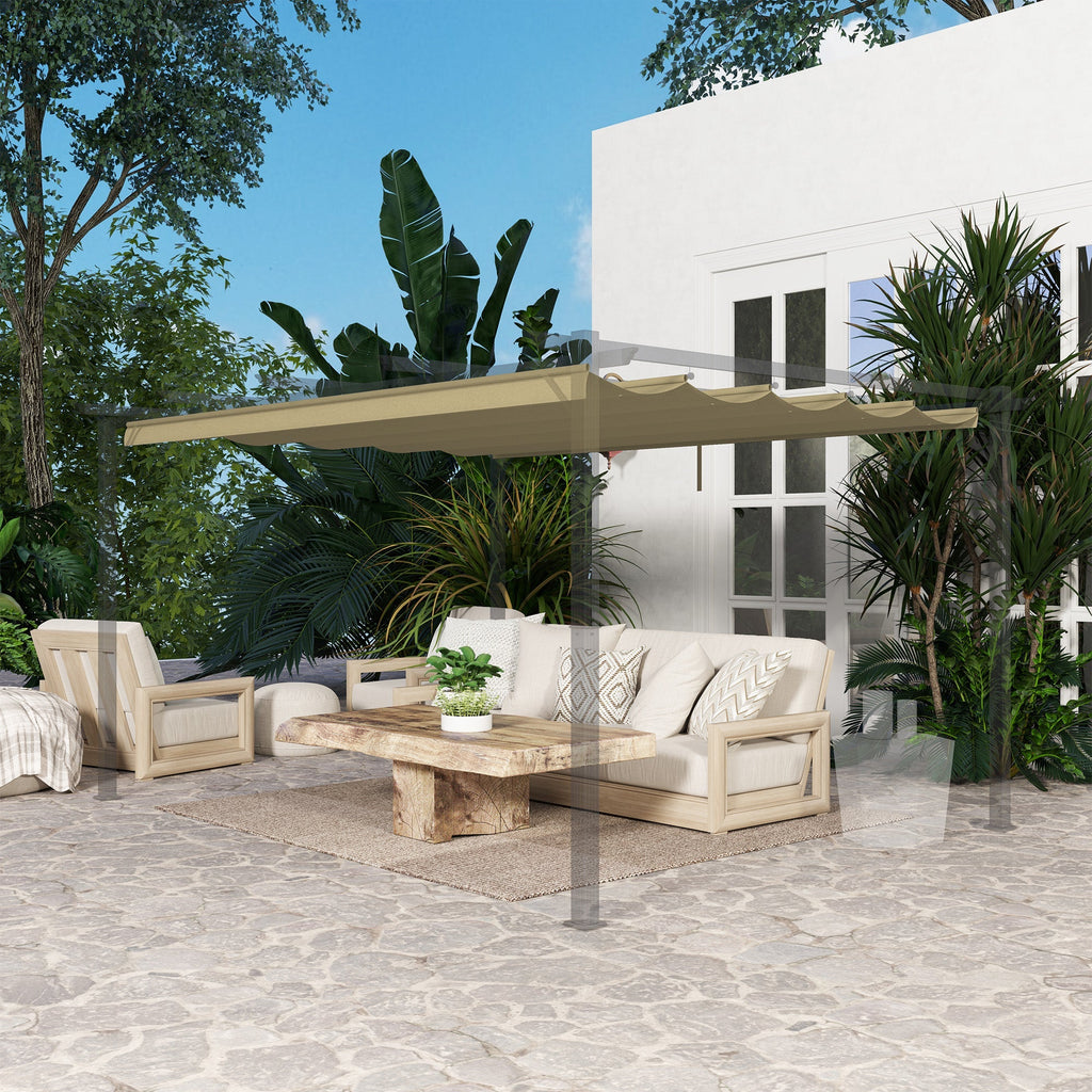 Retractable Pergola Shade Cover, Replacement Canopy Fabric for 4 x 3m Pergola, Tan