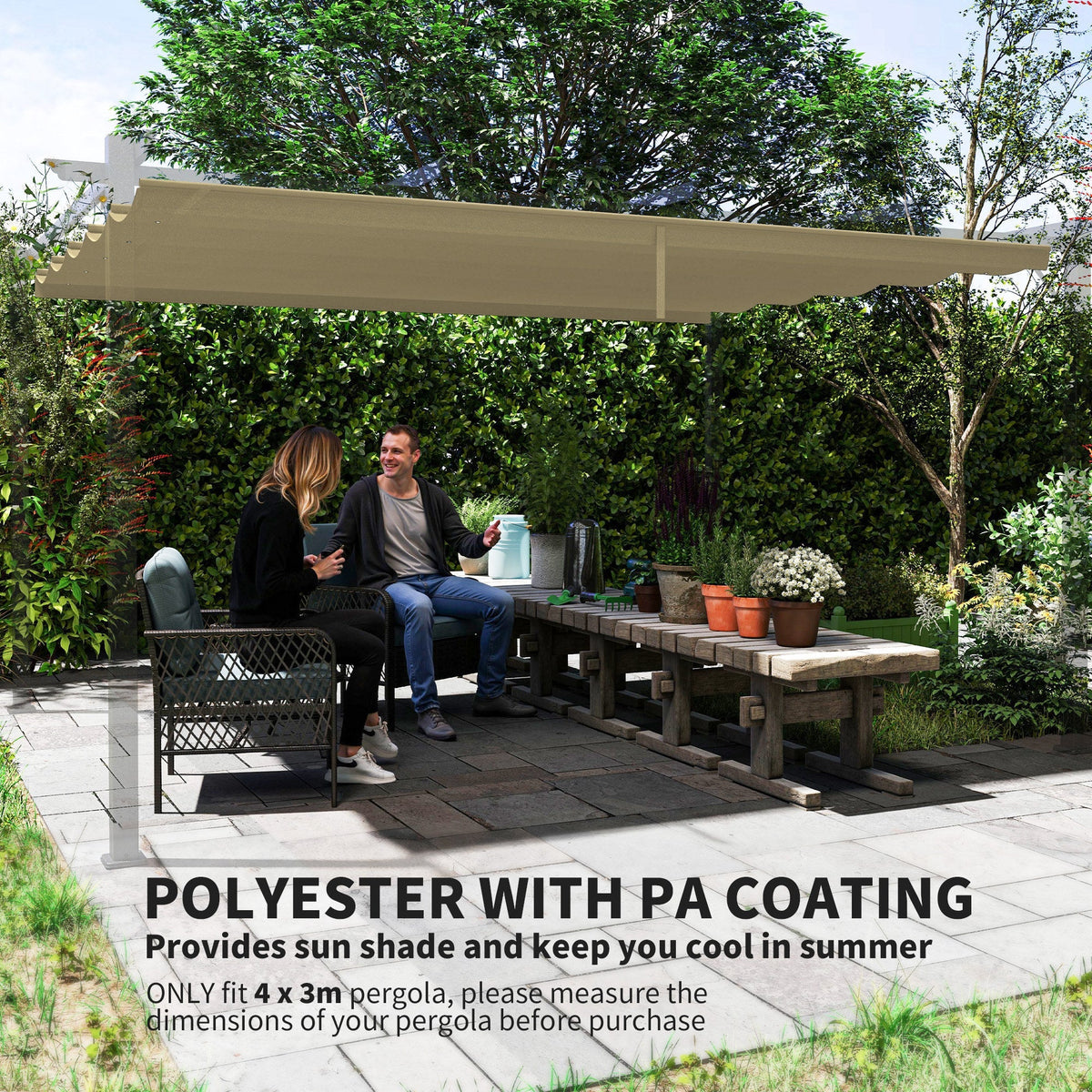Retractable Pergola Shade Cover, Replacement Canopy Fabric for 4 x 3m Pergola, Tan