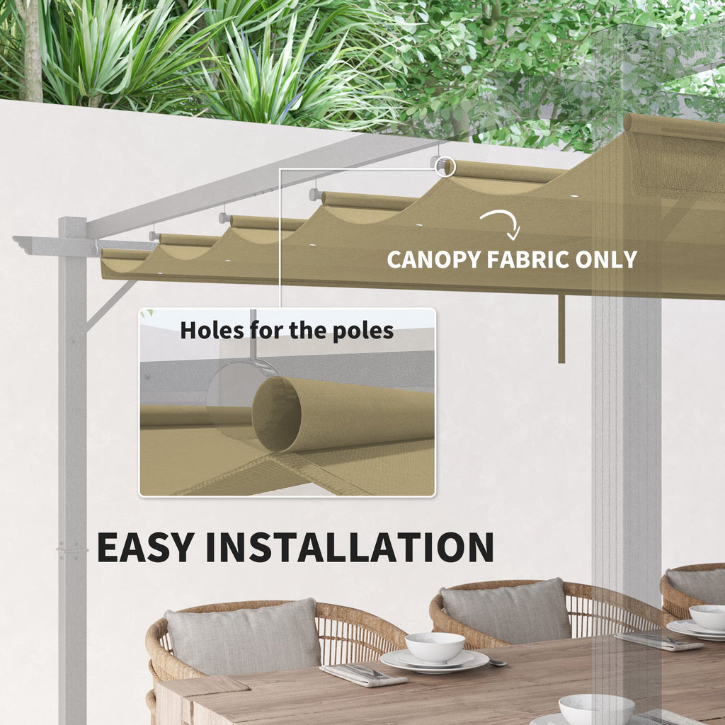 Retractable Pergola Shade Cover, Replacement Canopy Fabric for 4 x 3m Pergola, Tan