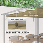 Retractable Pergola Shade Cover, Replacement Canopy Fabric for 4 x 3m Pergola, Tan