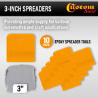 3 Inch Plastic Body Filler Spreader Tools for Automotive Body Fillers (10 Pack), Putties, Glazes, Epoxy Resin, Caulk, Glues - Plastic Spreader