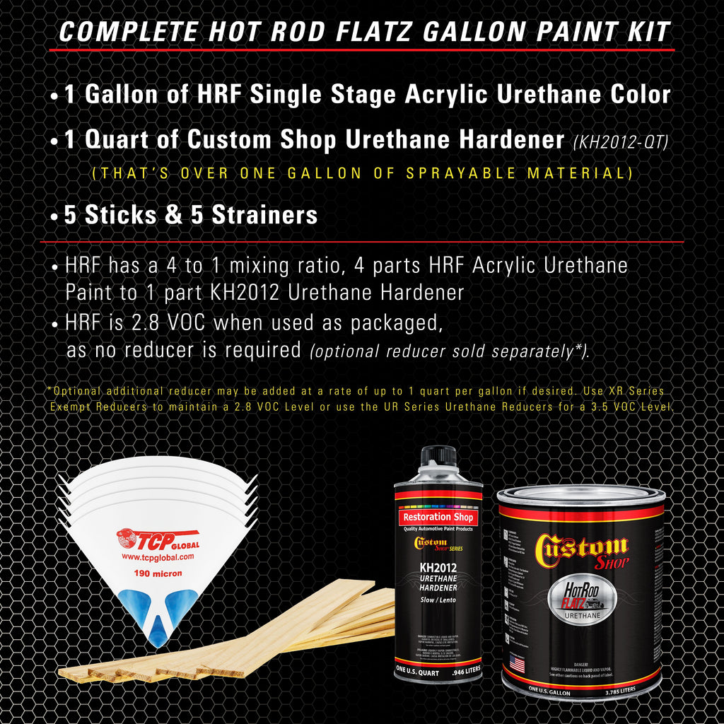 Wimbledon White - Hot Rod Flatz Flat Matte Satin Urethane Auto Paint - Complete Gallon Paint Kit