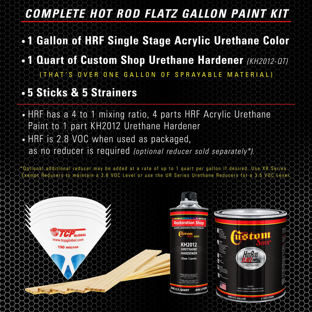 Championship White - Hot Rod Flatz Flat Matte Satin Urethane Auto Paint - Complete Gallon Paint Kit