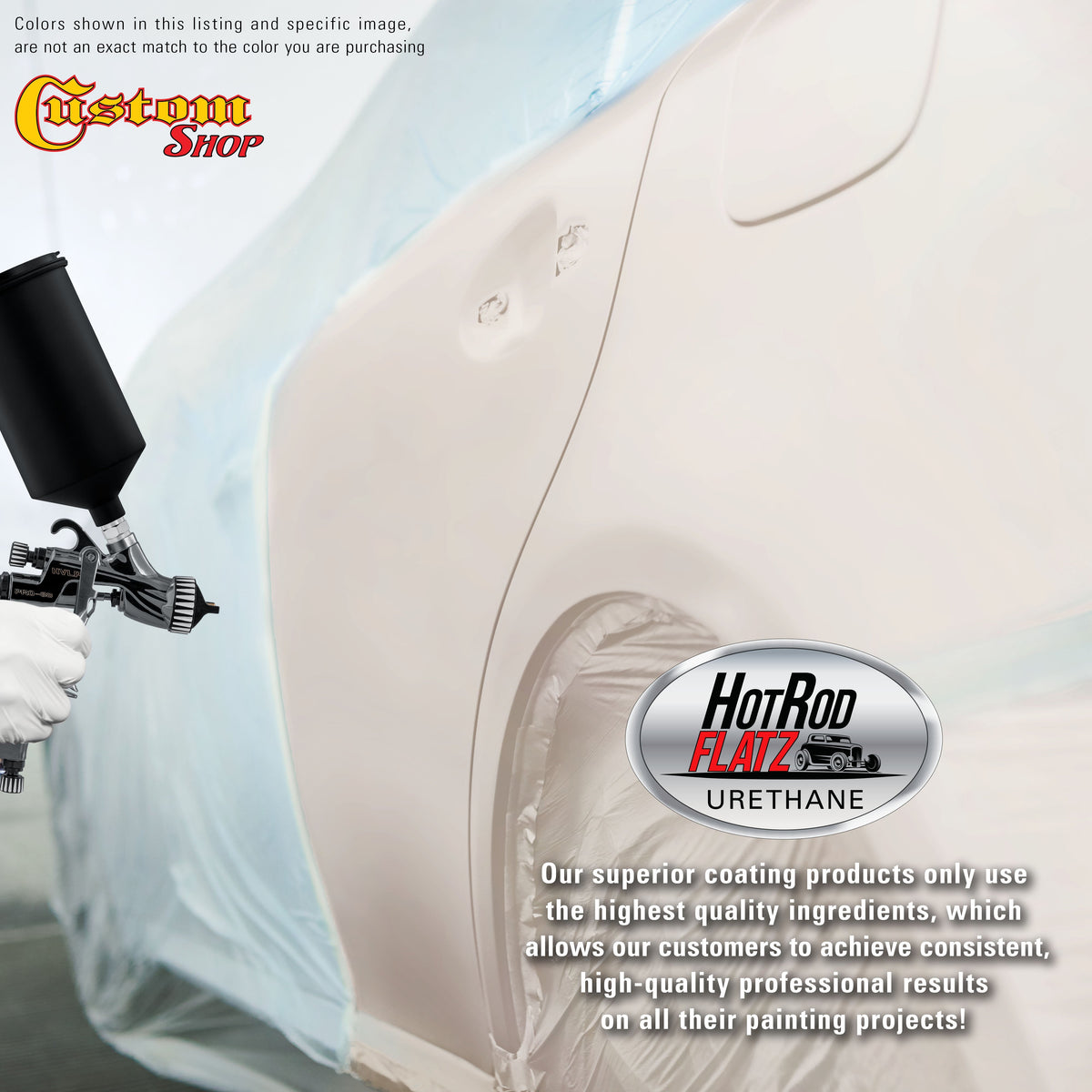 Olympic White - Hot Rod Flatz Flat Matte Satin Urethane Auto Paint - Complete Gallon Paint Kit