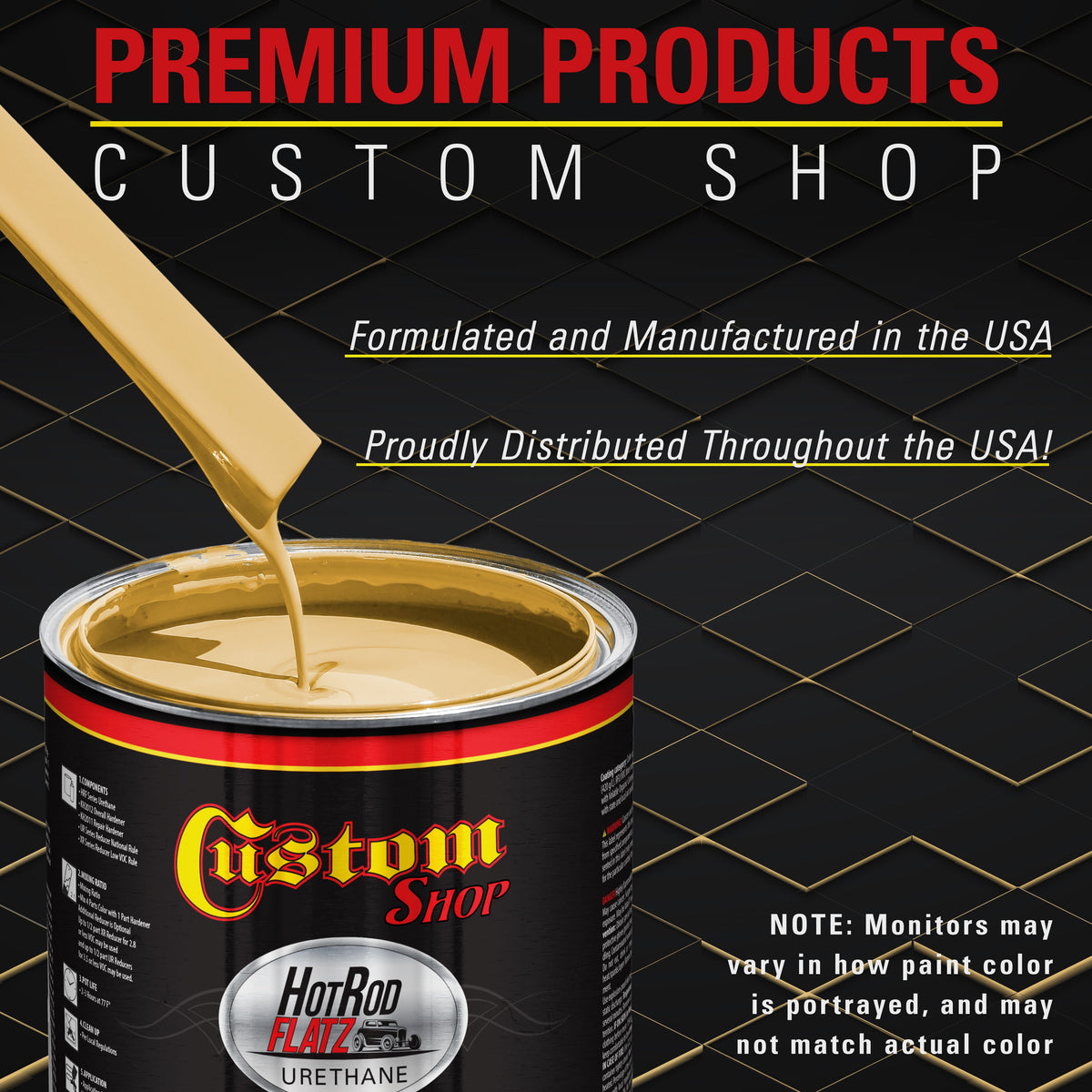 Buckskin Tan - Hot Rod Flatz Flat Matte Satin Urethane Auto Paint - Complete Quart Paint Kit Coating