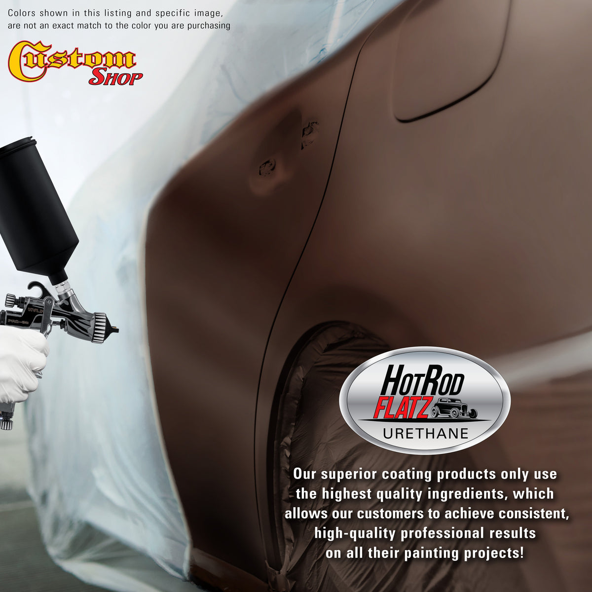 Dark Brown - Hot Rod Flatz Flat Matte Satin Urethane Auto Paint - Complete Quart Paint Kit Coating