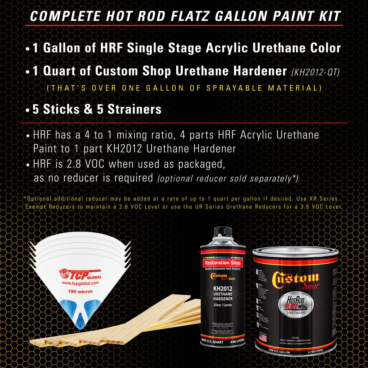 School Bus Yellow - Hot Rod Flatz Flat Matte Satin Urethane Auto Paint - Complete Gallon Paint Kit