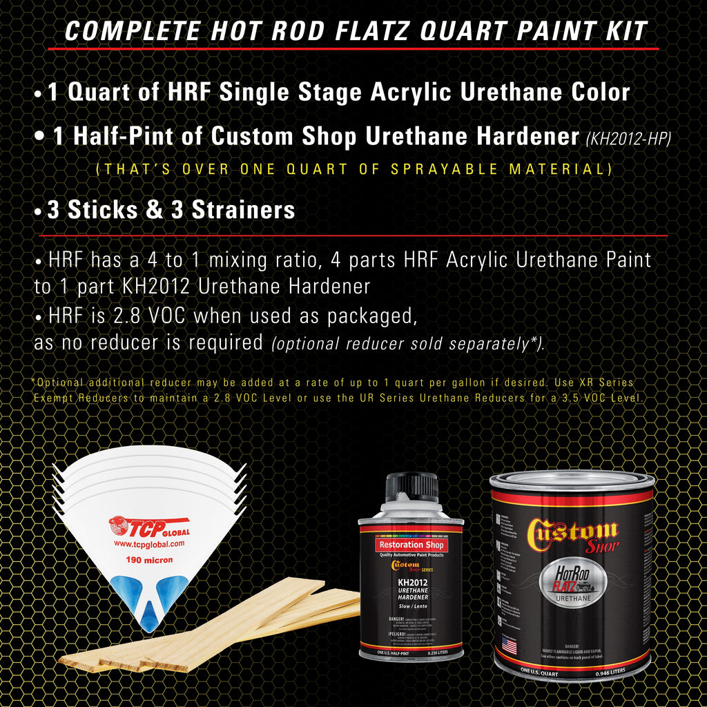 Electric Yellow - Hot Rod Flatz Flat Matte Satin Urethane Auto Paint - Complete Quart Paint Kit