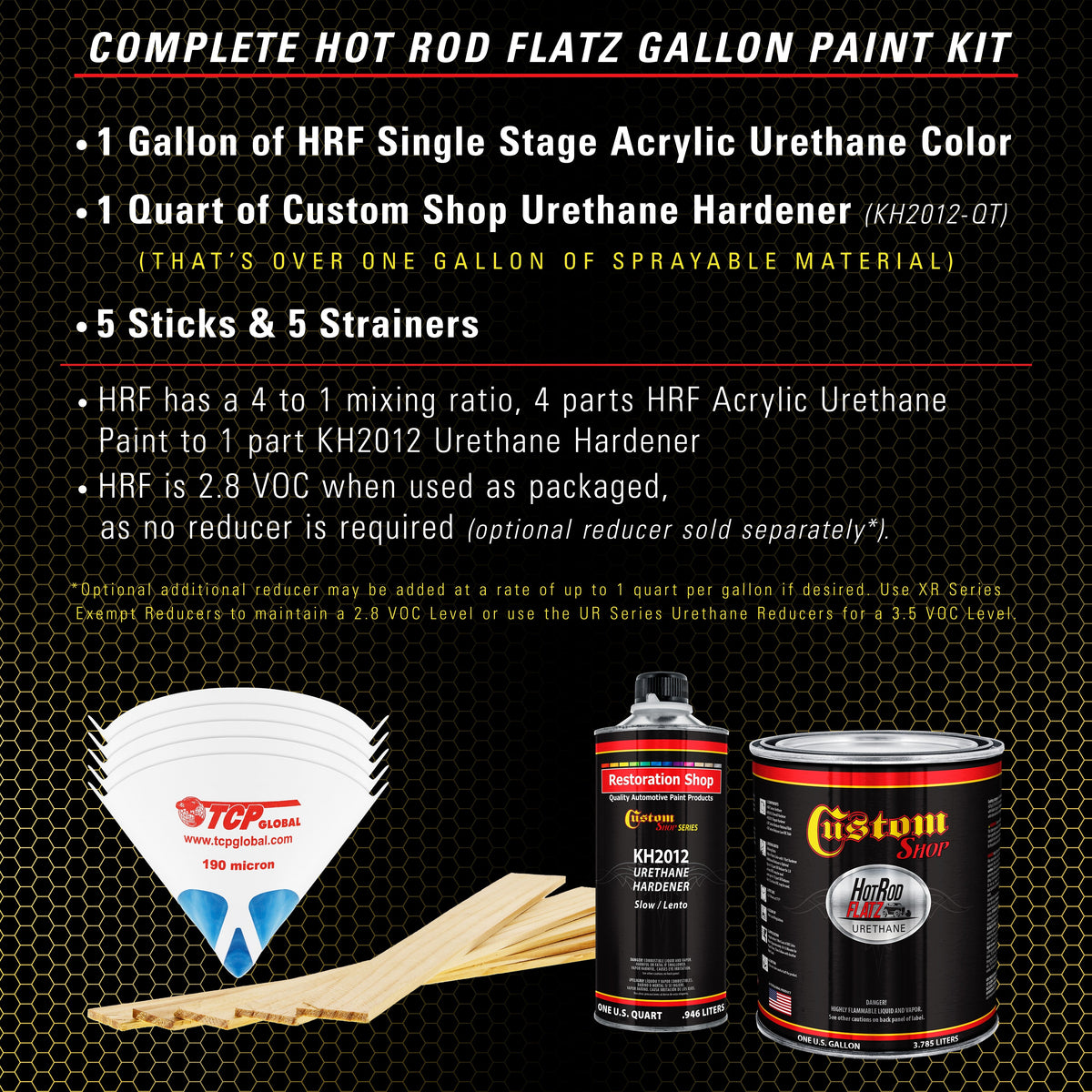 Canary Yellow - Hot Rod Flatz Flat Matte Satin Urethane Auto Paint - Complete Gallon Paint Kit
