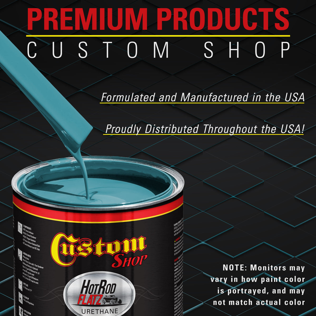 Medium Blue - Hot Rod Flatz Flat Matte Satin Urethane Auto Paint - Complete Quart Paint Kit Coating