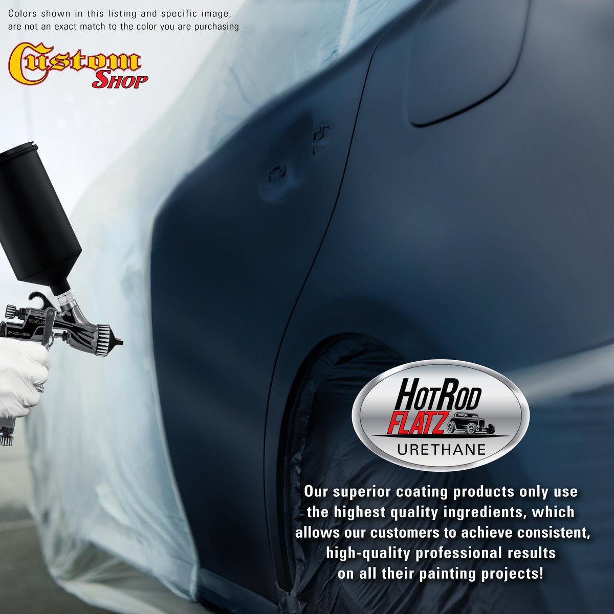 Midnight Blue - Hot Rod Flatz Flat Matte Satin Urethane Auto Paint - Complete Quart Paint Kit Coating