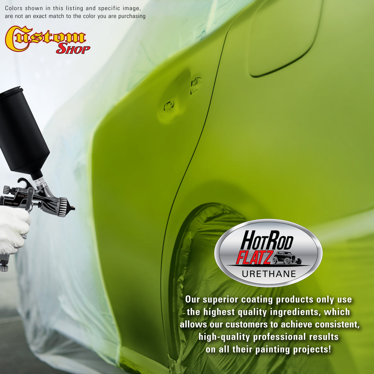 Sublime Green - Hot Rod Flatz Flat Matte Satin Urethane Auto Paint - Complete Quart Paint Kit Coating