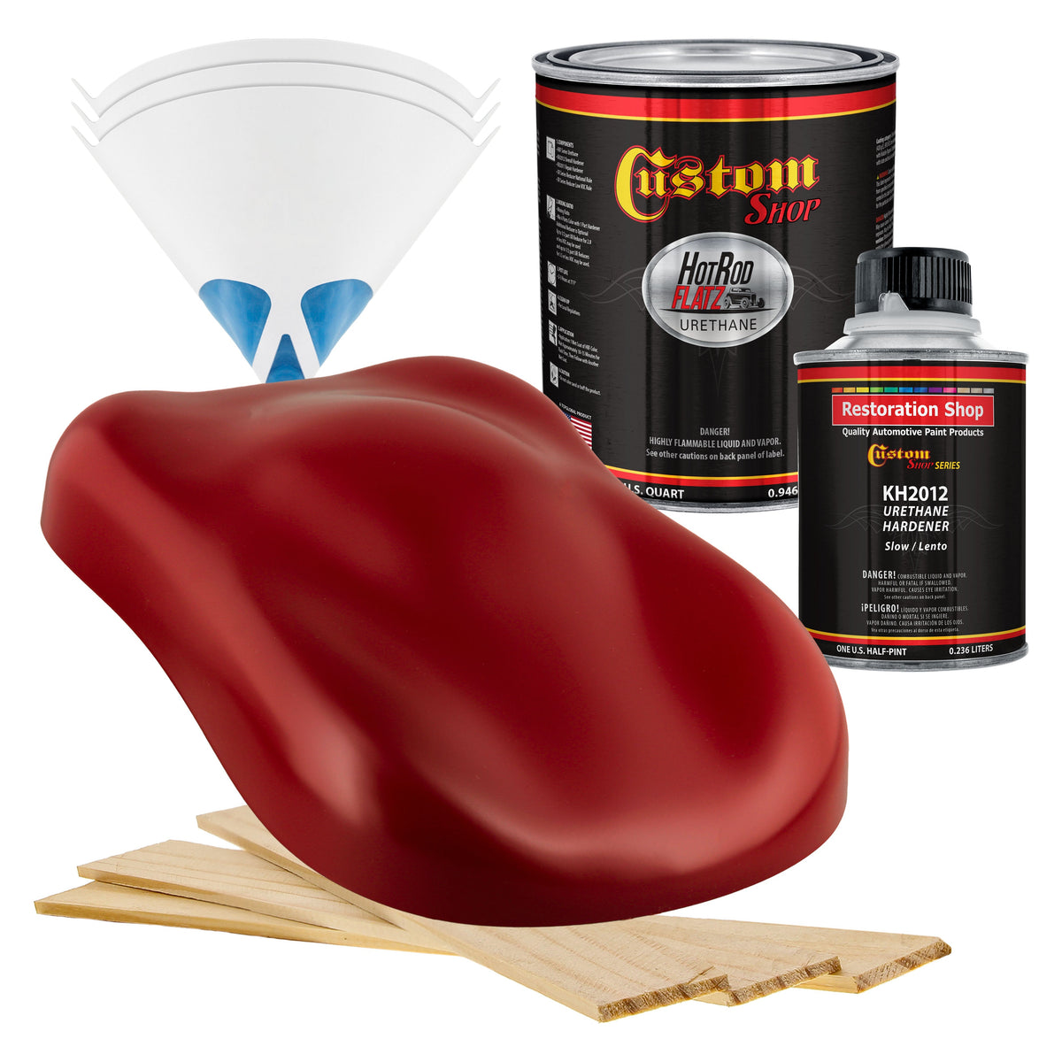 Candy Apple Red - Hot Rod Flatz Flat Matte Satin Urethane Auto Paint - Complete Quart Paint Kit