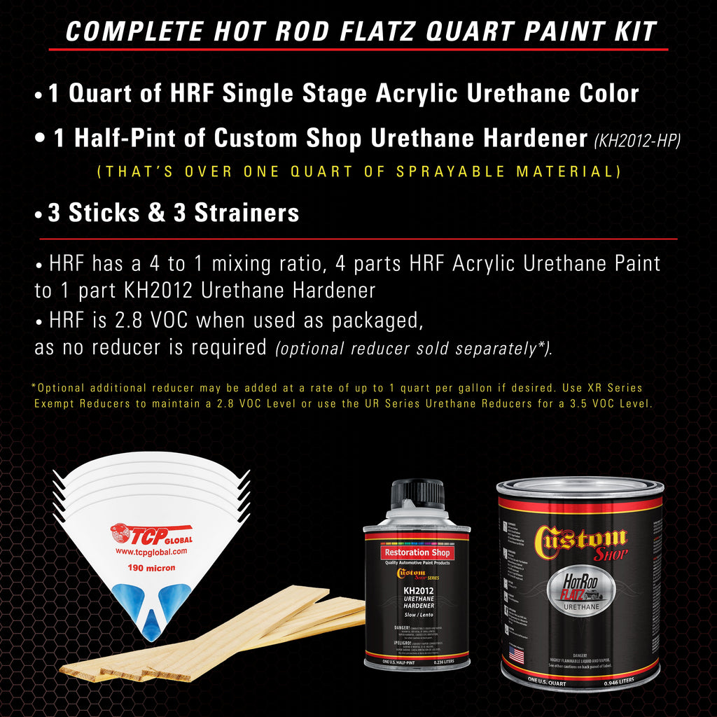 Burgundy - Hot Rod Flatz Flat Matte Satin Urethane Auto Paint - Complete Quart Paint Kit Coating, 4:1