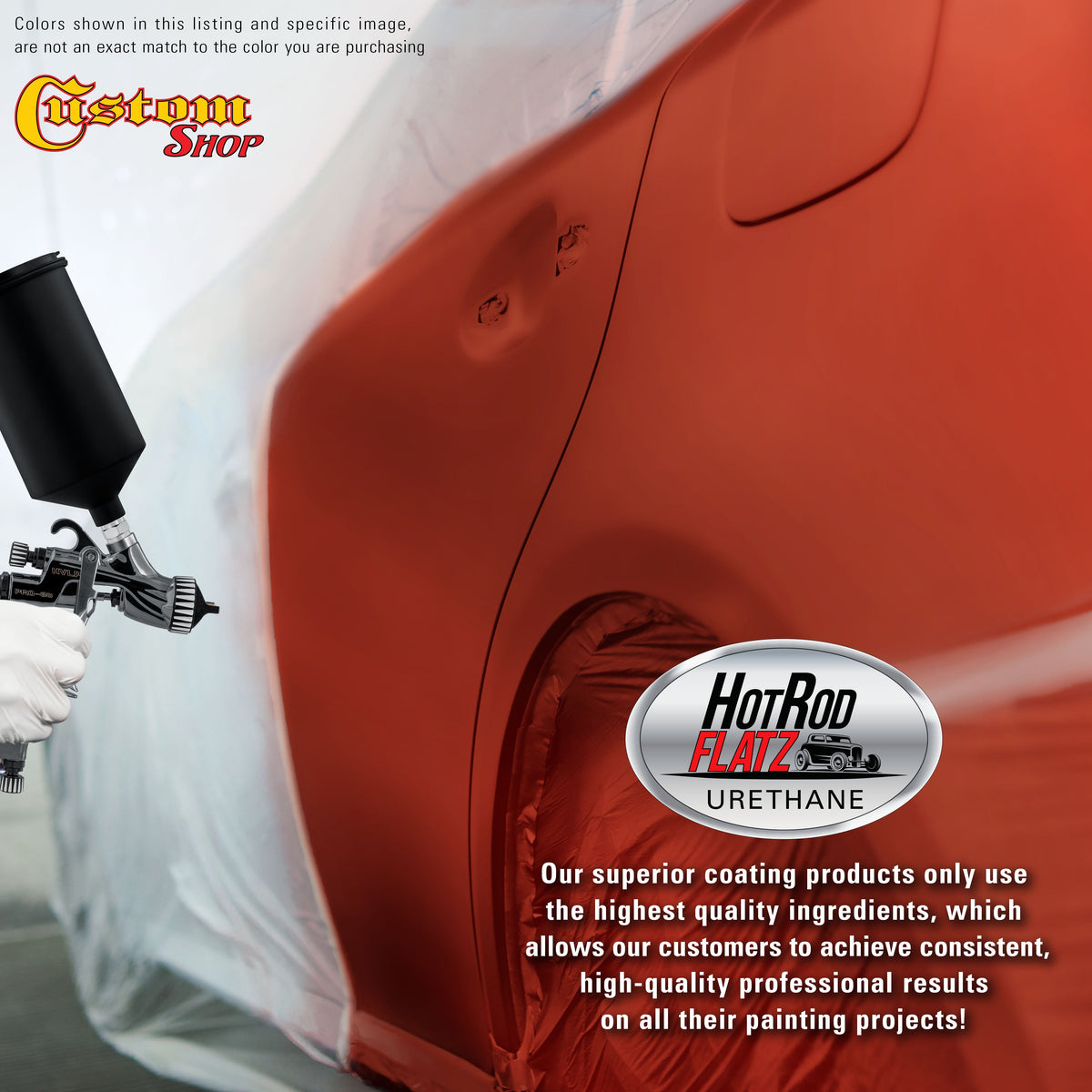 Reptile Red - Hot Rod Flatz Flat Matte Satin Urethane Auto Paint - Complete Quart Paint Kit Coating