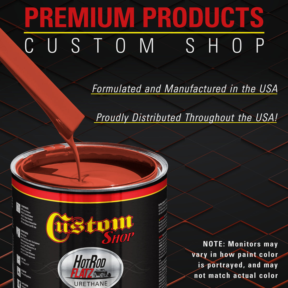 Scarlet Red - Hot Rod Flatz Flat Matte Satin Urethane Auto Paint - Complete Gallon Paint Kit Coating