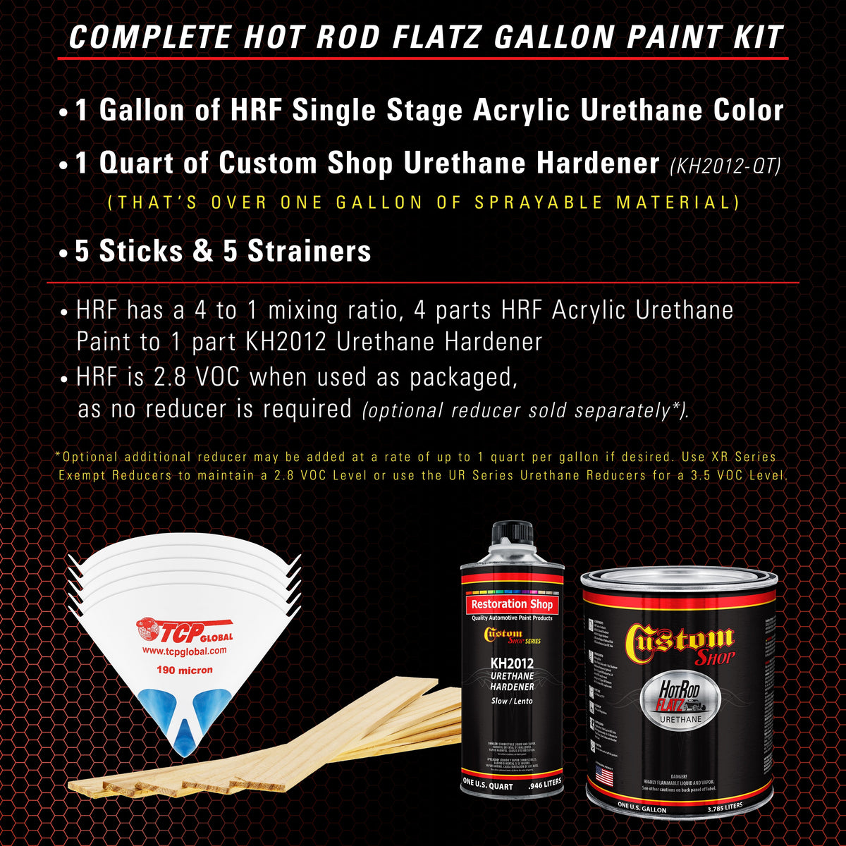 Hemi Orange - Hot Rod Flatz Flat Matte Satin Urethane Auto Paint - Complete Gallon Paint Kit Coating