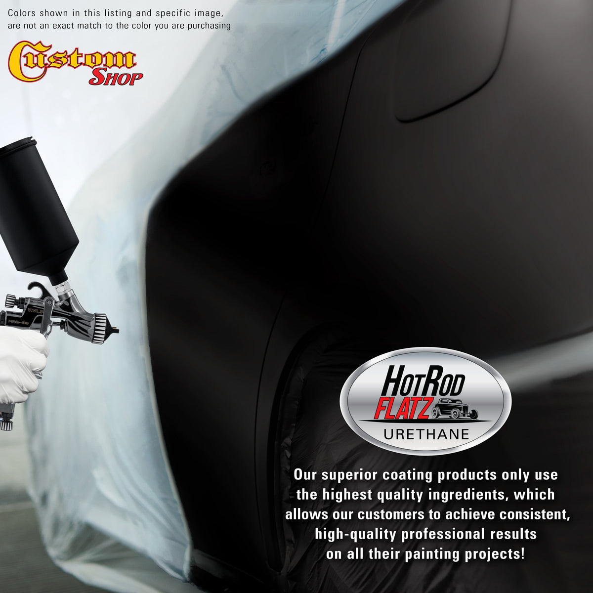 Boulevard Black - Hot Rod Flatz Flat Matte Satin Urethane Auto Paint - Complete Quart Paint Kit