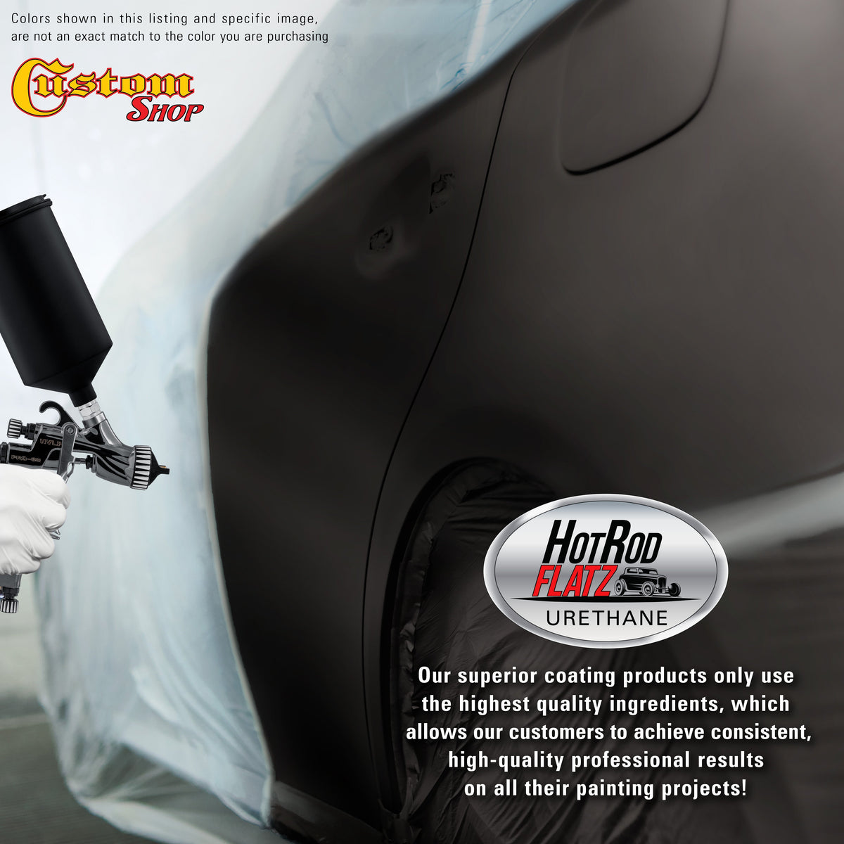 Black Sparkle Metallic - Hot Rod Flatz Flat Matte Satin Urethane Auto Paint - Complete Quart Paint Kit