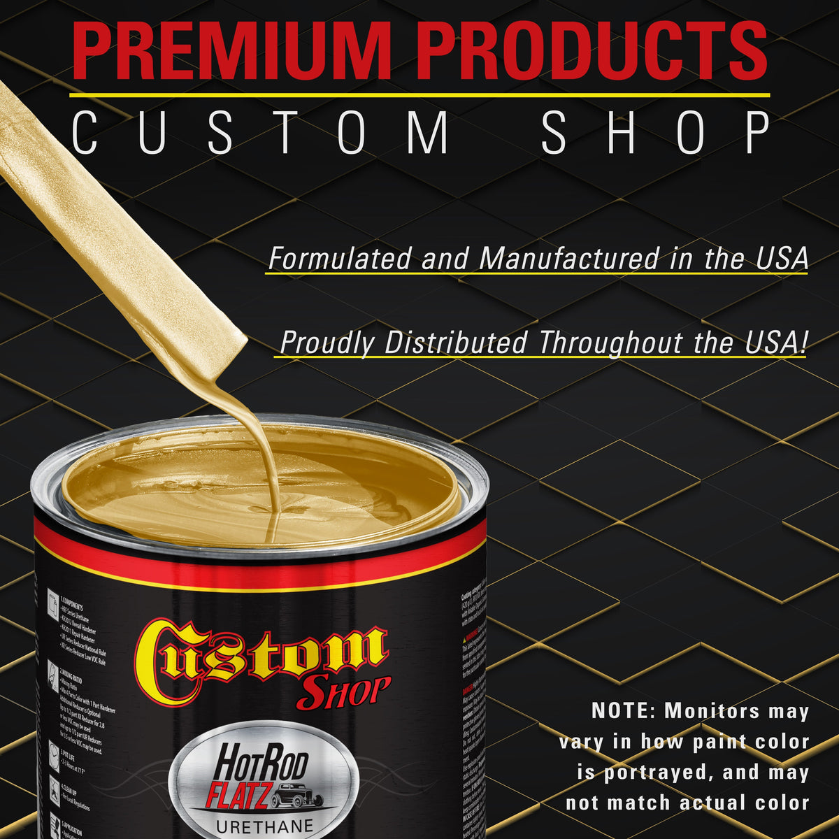 Anniversary Gold Metallic - Hot Rod Flatz Flat Matte Satin Urethane Auto Paint - Complete Gallon Paint Kit