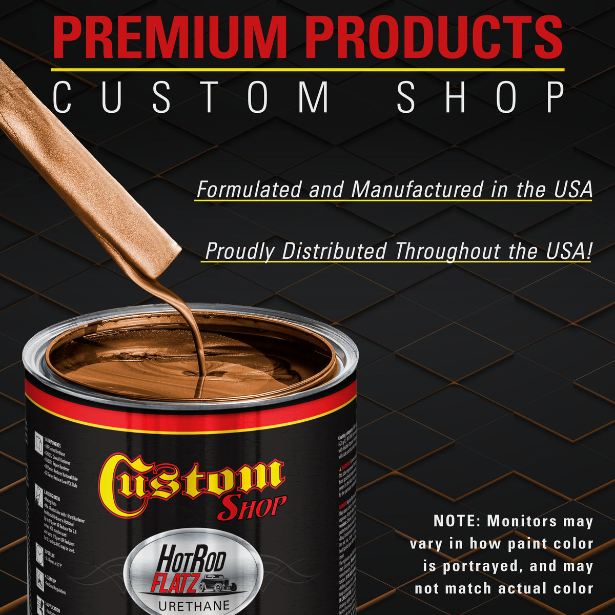 Sunburst Orange Metallic - Hot Rod Flatz Flat Matte Satin Urethane Auto Paint - Complete Quart Paint Kit