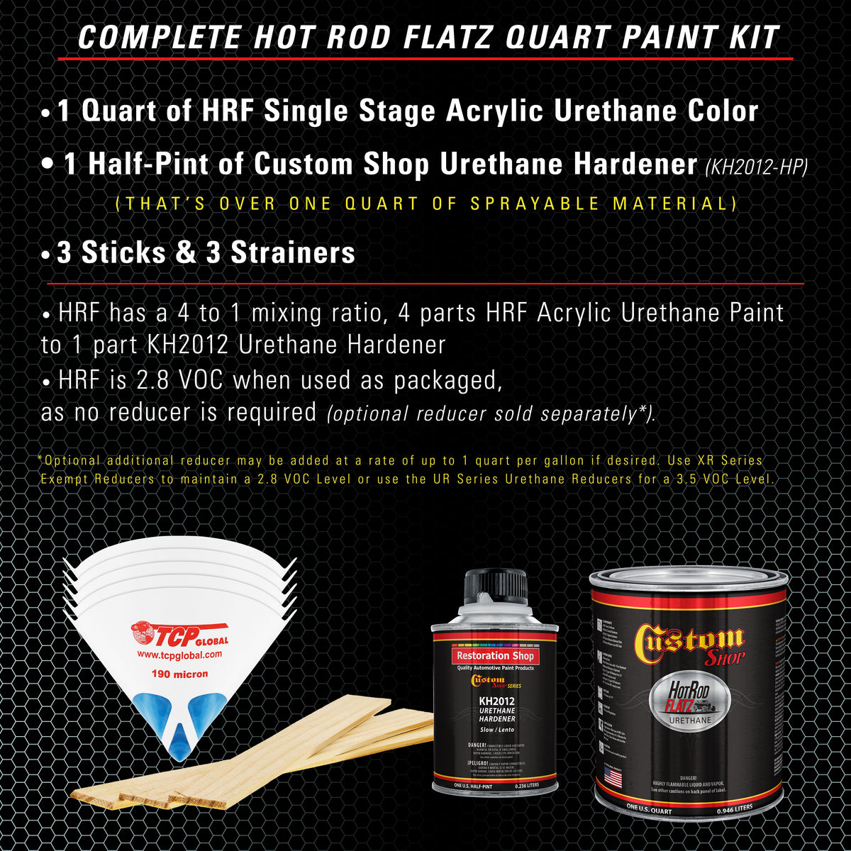 Silver Blue Metallic - Hot Rod Flatz Flat Matte Satin Urethane Auto Paint - Complete Quart Paint Kit