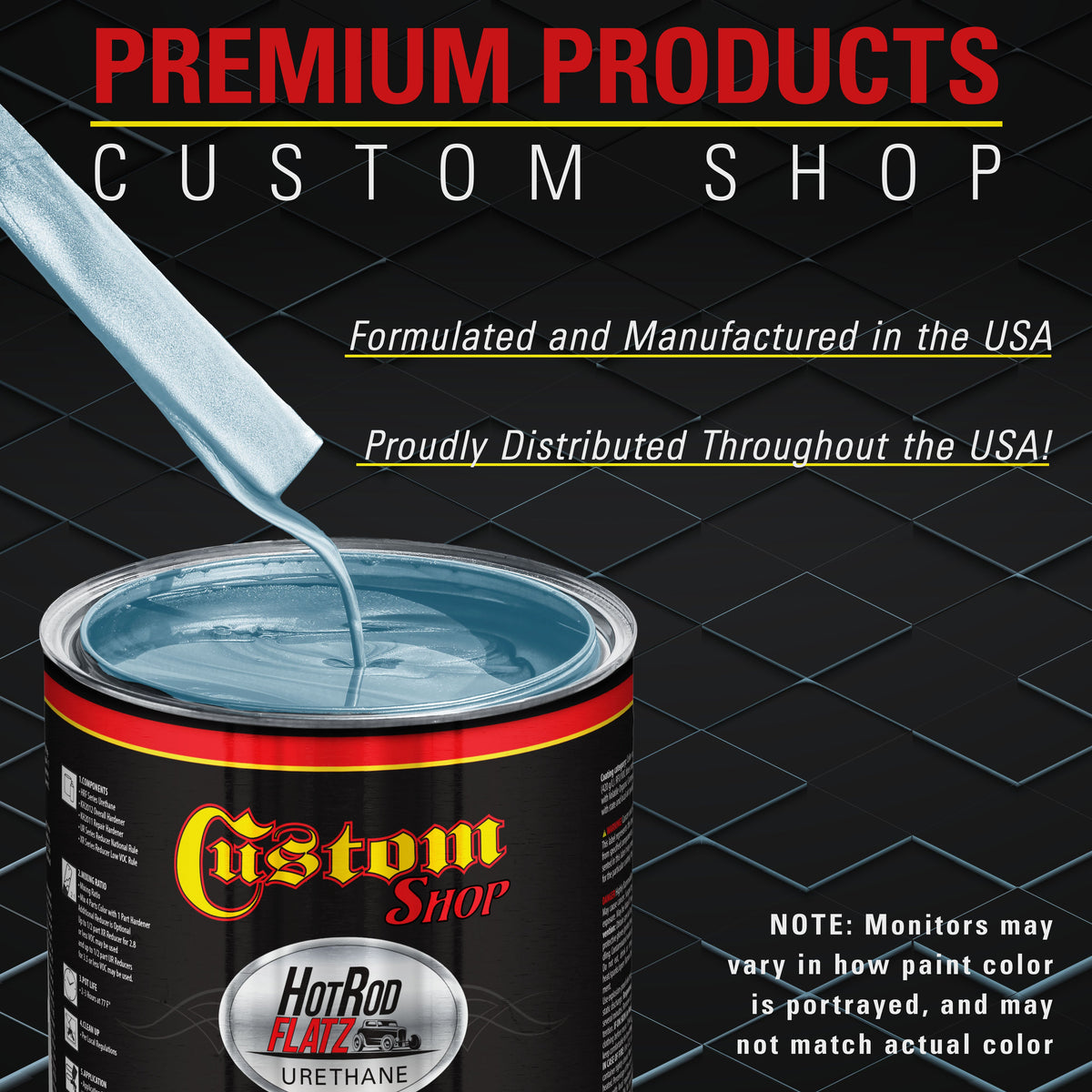 Glacier Blue Metallic - Hot Rod Flatz Flat Matte Satin Urethane Auto Paint - Complete Quart Paint Kit