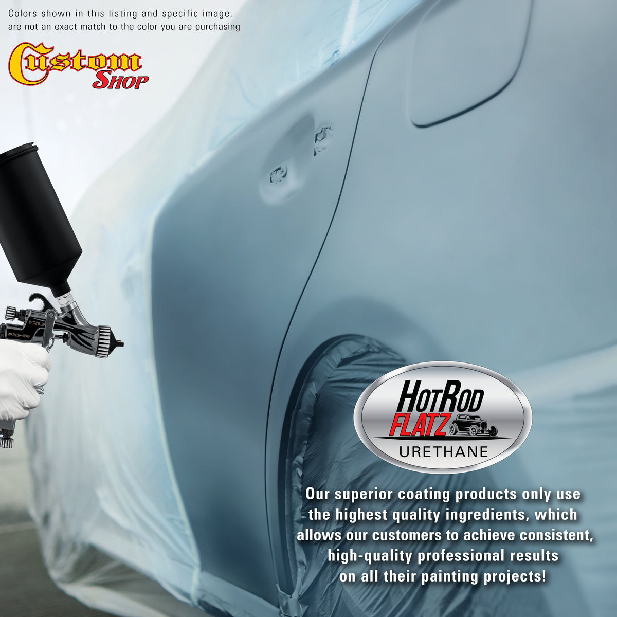 Glacier Blue Metallic - Hot Rod Flatz Flat Matte Satin Urethane Auto Paint - Complete Quart Paint Kit
