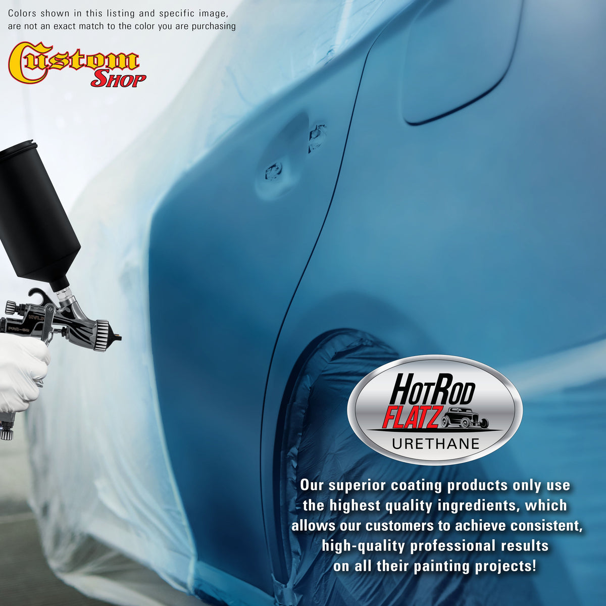 Sonic Blue Metallic - Hot Rod Flatz Flat Matte Satin Urethane Auto Paint - Complete Quart Paint Kit