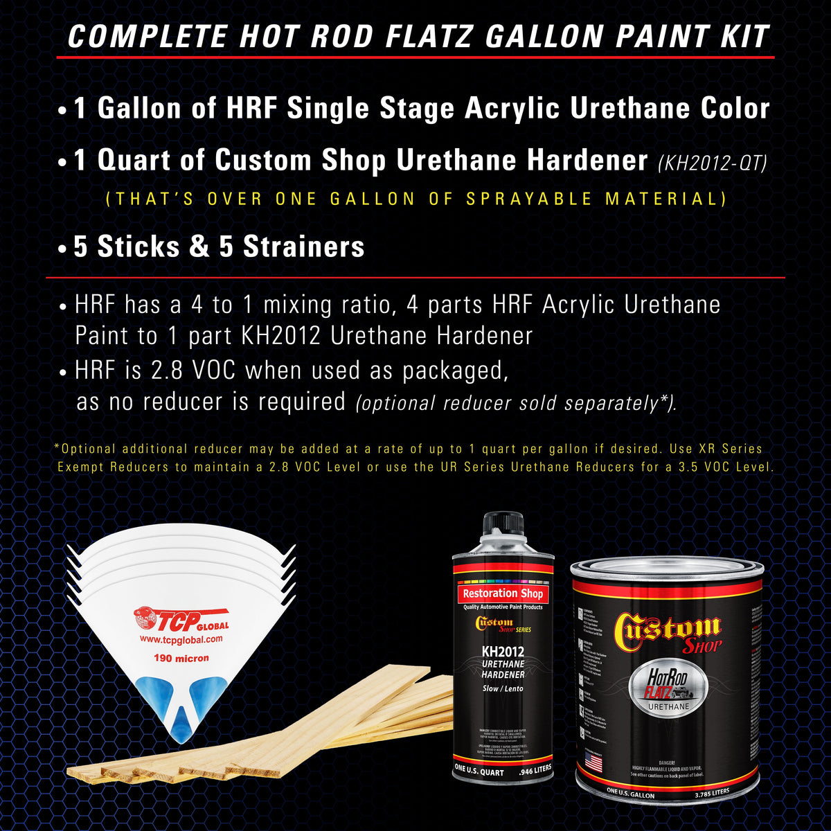 Electron Blue Metallic - Hot Rod Flatz Flat Matte Satin Urethane Auto Paint - Complete Gallon Paint Kit