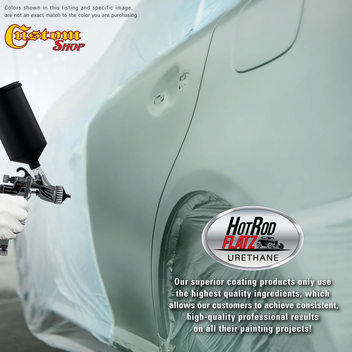 Silver Aqua Metallic - Hot Rod Flatz Flat Matte Satin Urethane Auto Paint - Complete Quart Paint Kit