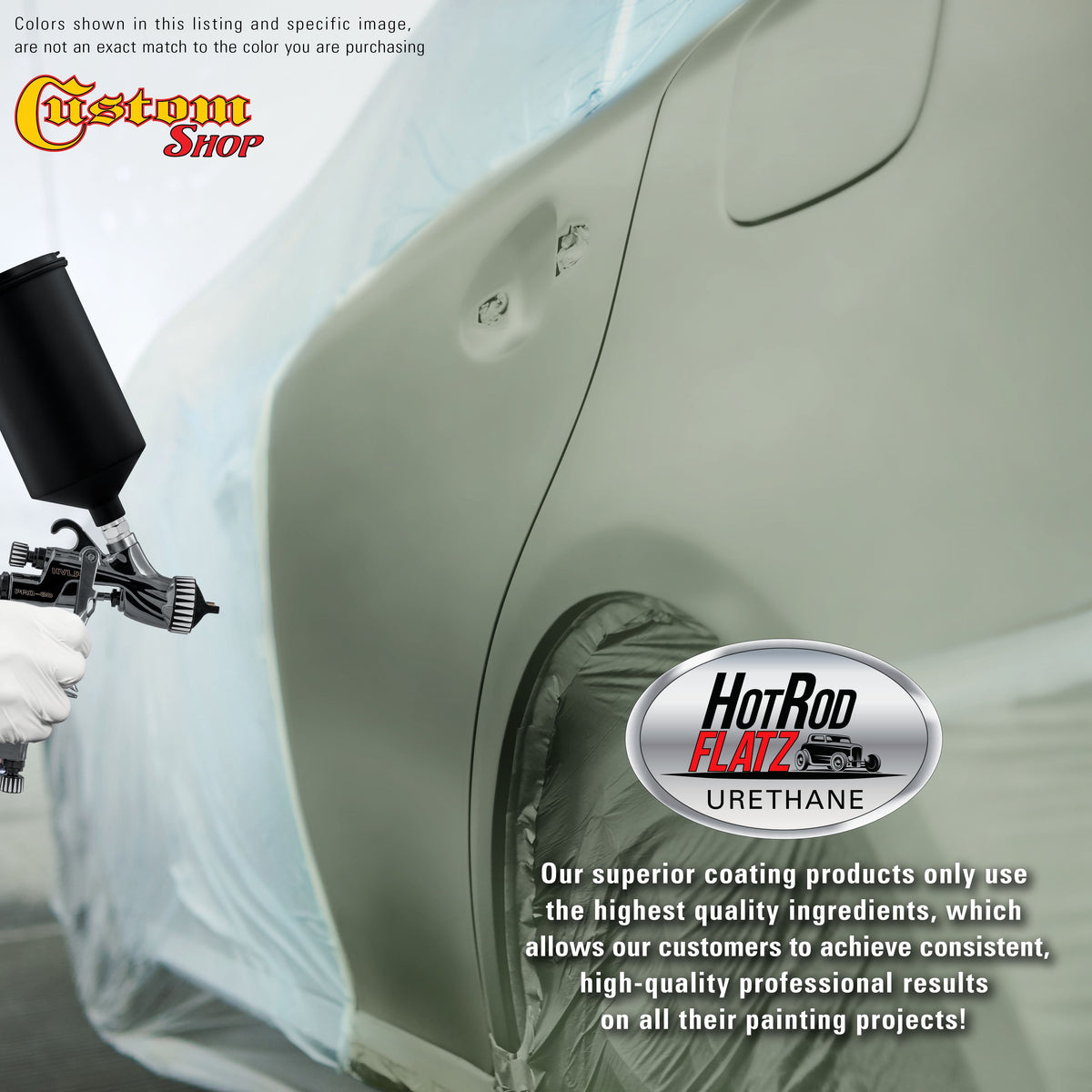 Sage Green Metallic - Hot Rod Flatz Flat Matte Satin Urethane Auto Paint - Complete Quart Paint Kit
