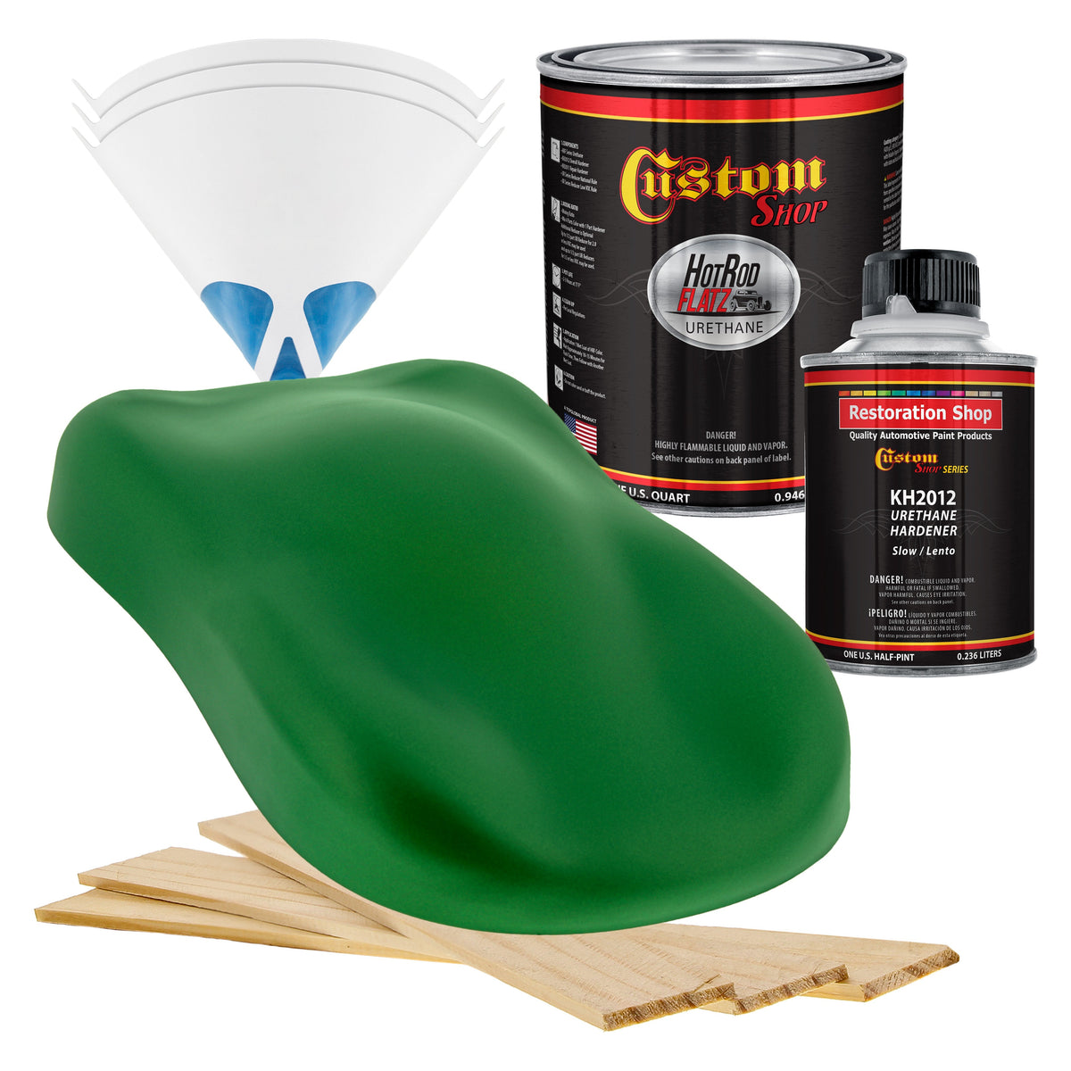 Firemist Lime - Hot Rod Flatz Flat Matte Satin Urethane Auto Paint - Complete Quart Paint Kit Coating